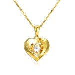 Gold Heart Necklace with Cubic Zirconia Pendant