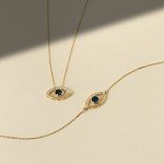 Elegant 14k Gold Diamond Evil Eye Necklace