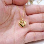 Gold Heart Necklace with Cubic Zirconia Pendant