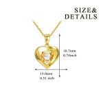 Gold Heart Necklace with Cubic Zirconia Pendant