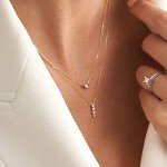 Dainty 14k Gold Diamond Solitaire Necklace for Women
