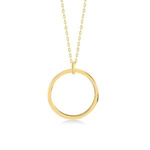 14k Gold Open Circle Necklace for Women