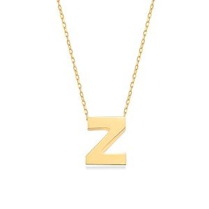 14k Gold Initial "Z" Pendant Necklace for Women
