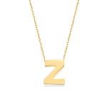 14k Gold Initial "Z" Pendant Necklace for Women