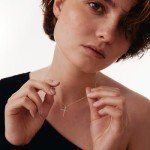 Dainty 14K Gold Diamond Cross Necklace for Women