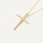 Dainty 14K Gold Diamond Cross Necklace for Women