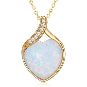 Heart-Shaped White Opal & Diamond Necklace