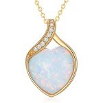 Heart-Shaped White Opal & Diamond Necklace