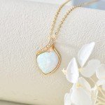 Heart-Shaped White Opal & Diamond Necklace