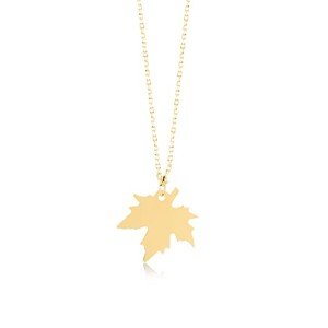 14k Gold Maple Leaf Pendant Necklace for Women