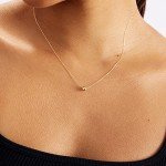 14k Gold Bead Necklace for Women - 18
