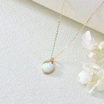 Heart-Shaped White Opal & Diamond Necklace