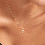 Dainty 14k Gold Sun Pendant Necklace for Women