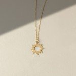 Dainty 14k Gold Sun Pendant Necklace for Women