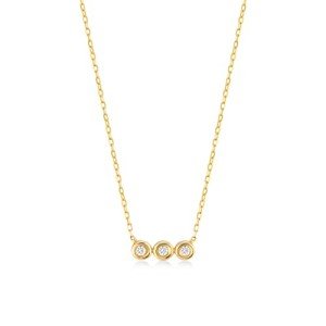 Three Stone Diamond Necklace in 14k Gold
