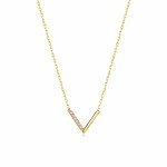 14k Gold V-Shaped Diamond Necklace for Women
