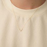 14k Gold V-Shaped Diamond Necklace for Women