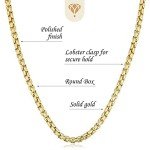 14k Solid Gold Shiny Round-Box Chain Necklace