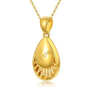 18K Gold Love Necklace with Teardrop Pendant