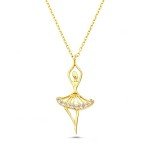 Elegant 14K Gold Ballerina Dancer Necklace