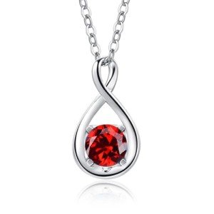 14K White Gold Garnet Birthstone Pendant Necklace