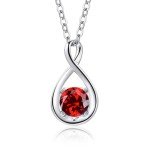 14K White Gold Garnet Birthstone Pendant Necklace