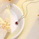 14K White Gold Garnet Birthstone Pendant Necklace