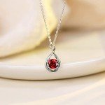 14K White Gold Garnet Birthstone Pendant Necklace