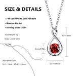 14K White Gold Garnet Birthstone Pendant Necklace