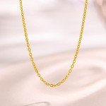 24K Solid Gold Dainty Oval Link Necklace