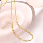 24K Solid Gold Dainty Oval Link Necklace