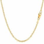 14k Yellow Gold Diamond Cut Cable Link Necklace