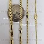 14k Gold Round-Box Chain Necklace for Pendants