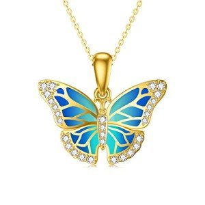 Gold Butterfly Necklace with Cubic Zirconia