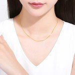 24K Gold Dainty Oval Link Necklace for Women