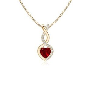 Natural Ruby Heart Pendant with Diamonds in Gold