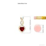 Natural Ruby Heart Pendant with Diamonds in Gold