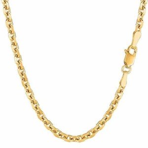 14k Yellow Gold Diamond Cut Cable Link Necklace