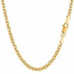 14k Yellow Gold Diamond Cut Cable Link Necklace