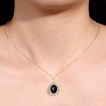 14K Gold Diamond & Black Star Sapphire Necklace