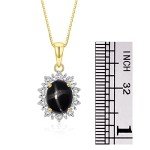 14K Gold Diamond & Black Star Sapphire Necklace