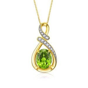 14K Yellow Gold Diamond & Peridot Pendant Necklace