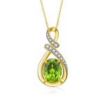 14K Yellow Gold Diamond & Peridot Pendant Necklace