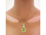 14K Yellow Gold Diamond & Peridot Pendant Necklace