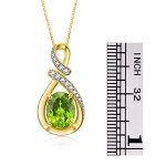 14K Yellow Gold Diamond & Peridot Pendant Necklace