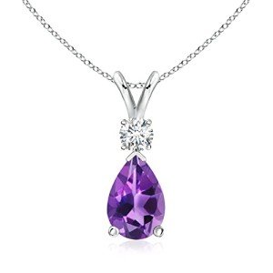 Amethyst Teardrop Pendant Necklace in Sterling Silver