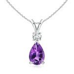 Amethyst Teardrop Pendant Necklace in Sterling Silver