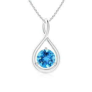 Swiss Blue Topaz Infinity Twist Pendant Necklace