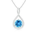 Swiss Blue Topaz Infinity Twist Pendant Necklace