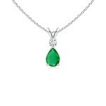 Emerald Teardrop Pendant Necklace with Diamond